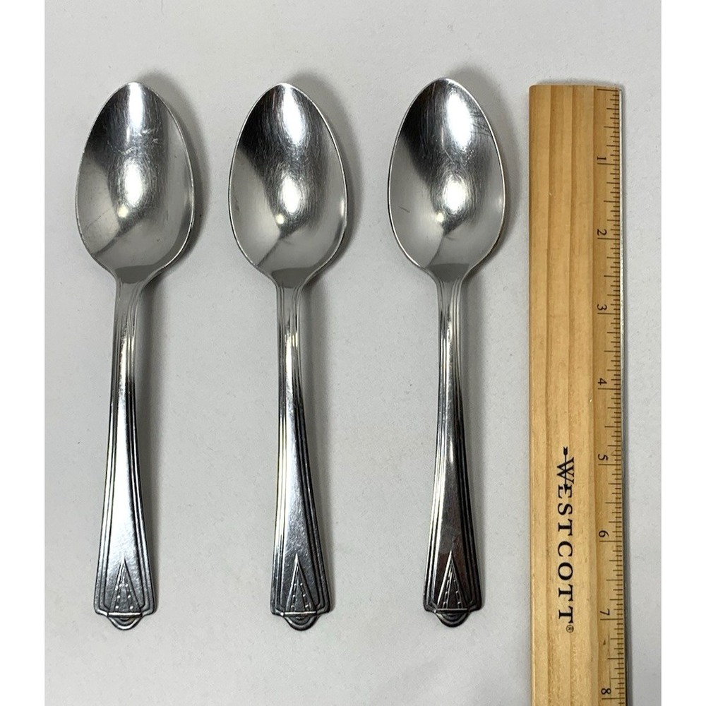 Stainless Flatware USA 3 Piece Spoon Set‎ Art Deco MCM Vintage '60s "DS" - Picture 3 of 4
